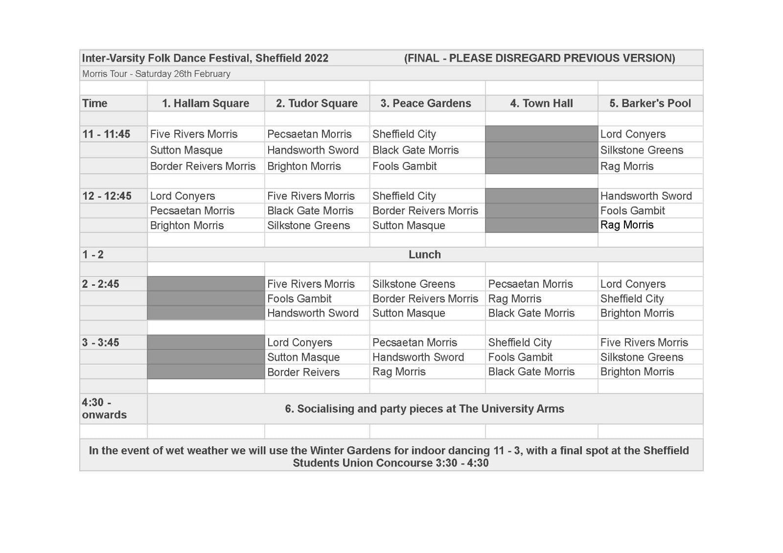 Morris Tour programme