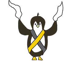 Penguin dancing with hankies